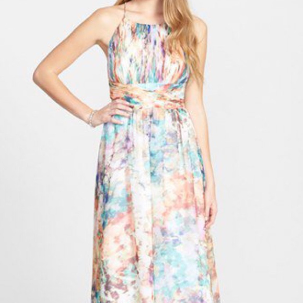 Aidan Mattox Vibrant Multicolor Maxi Dress